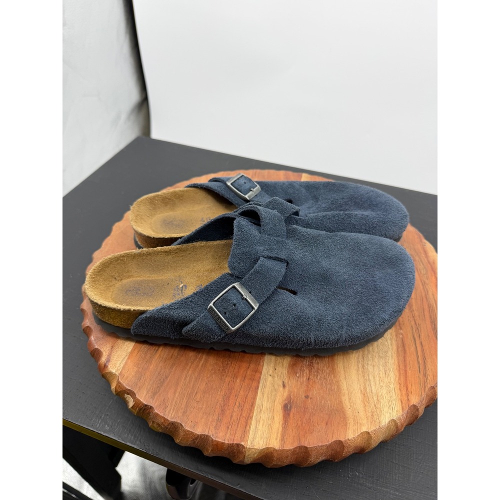 Birkenstock Boston Clogs Women Size 40 L9 Blue Suede Slip On Mules